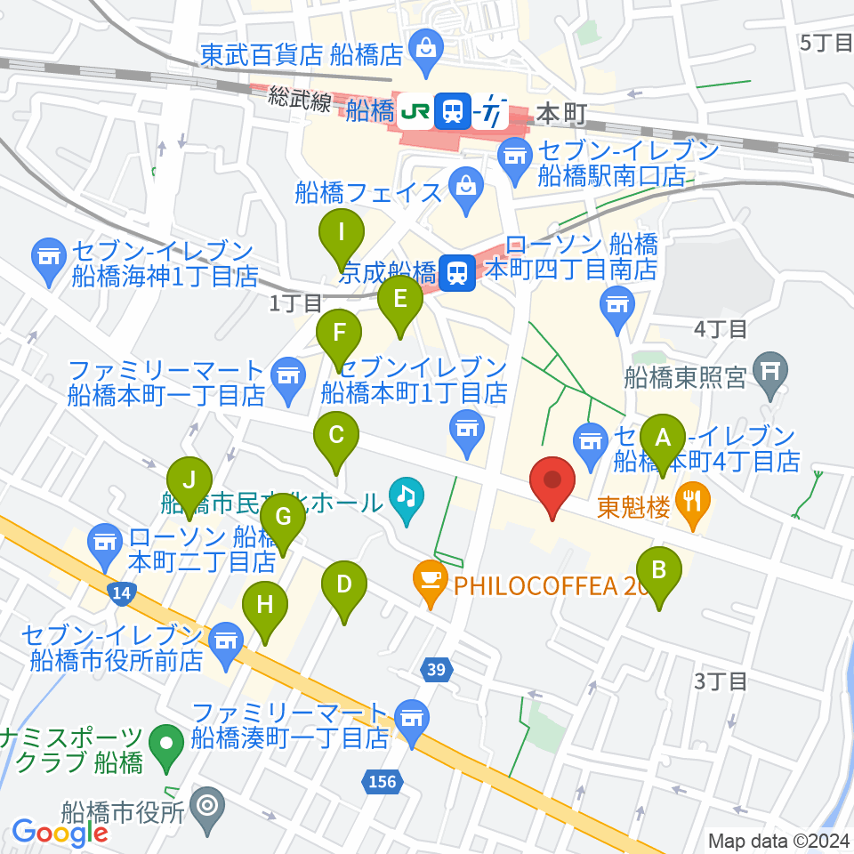 スタジオパックス船橋店周辺のホテル一覧地図