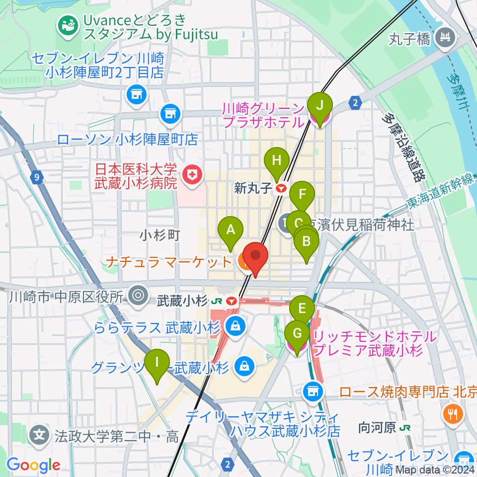 スタジオアイシャ周辺のホテル一覧地図