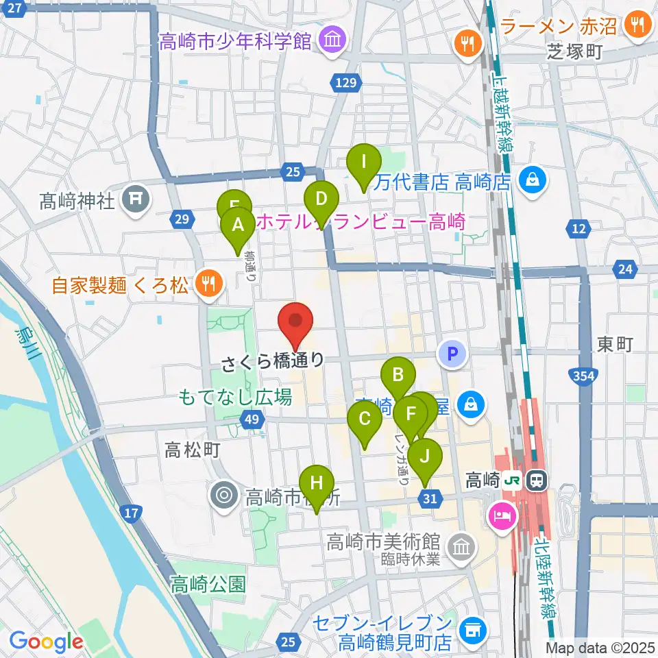 高崎ジャマーズ周辺のホテル一覧地図