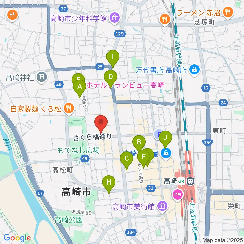 高崎ジャマーズ周辺のホテル一覧地図