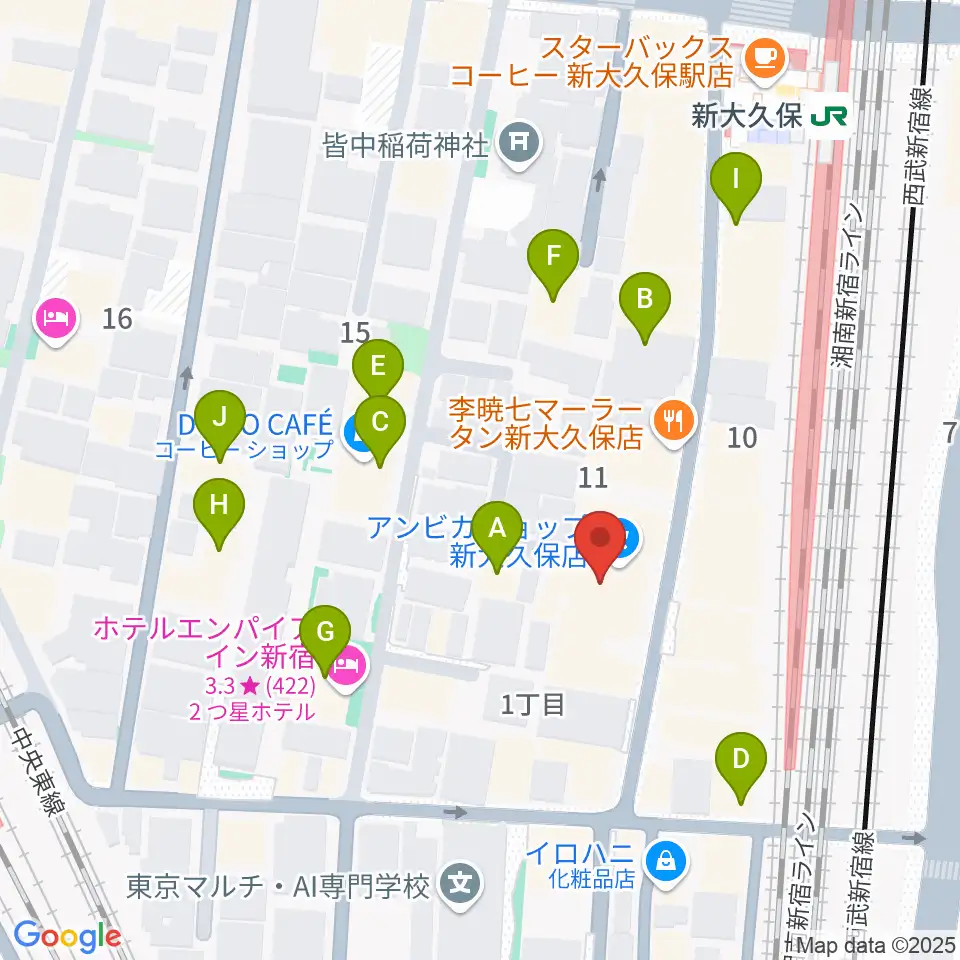 新宿ブロードバンドスタジオ/Pulse Studio周辺のホテル一覧地図