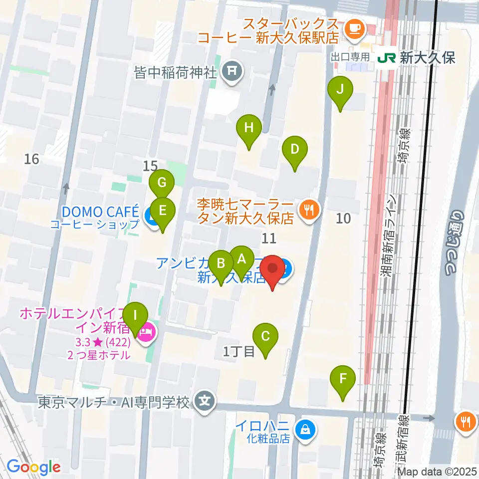 新宿ブロードバンドスタジオ/Pulse Studio周辺のホテル一覧地図