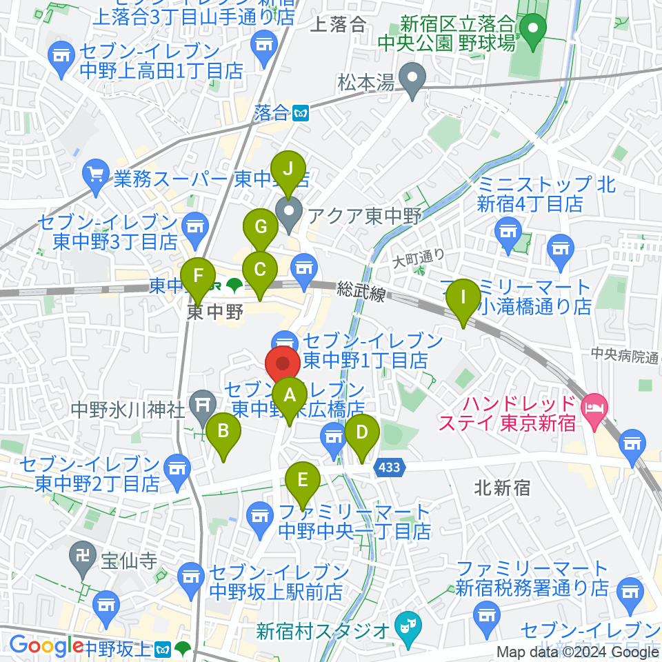 LD&K 東中野スタジオ周辺のホテル一覧地図
