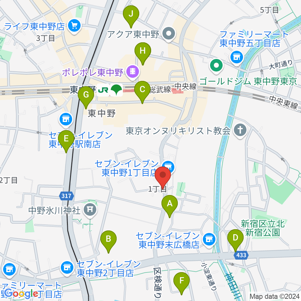 LD&K 東中野スタジオ周辺のホテル一覧地図