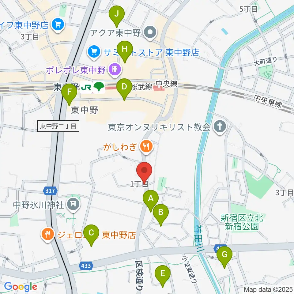 LD&K 東中野スタジオ周辺のホテル一覧地図