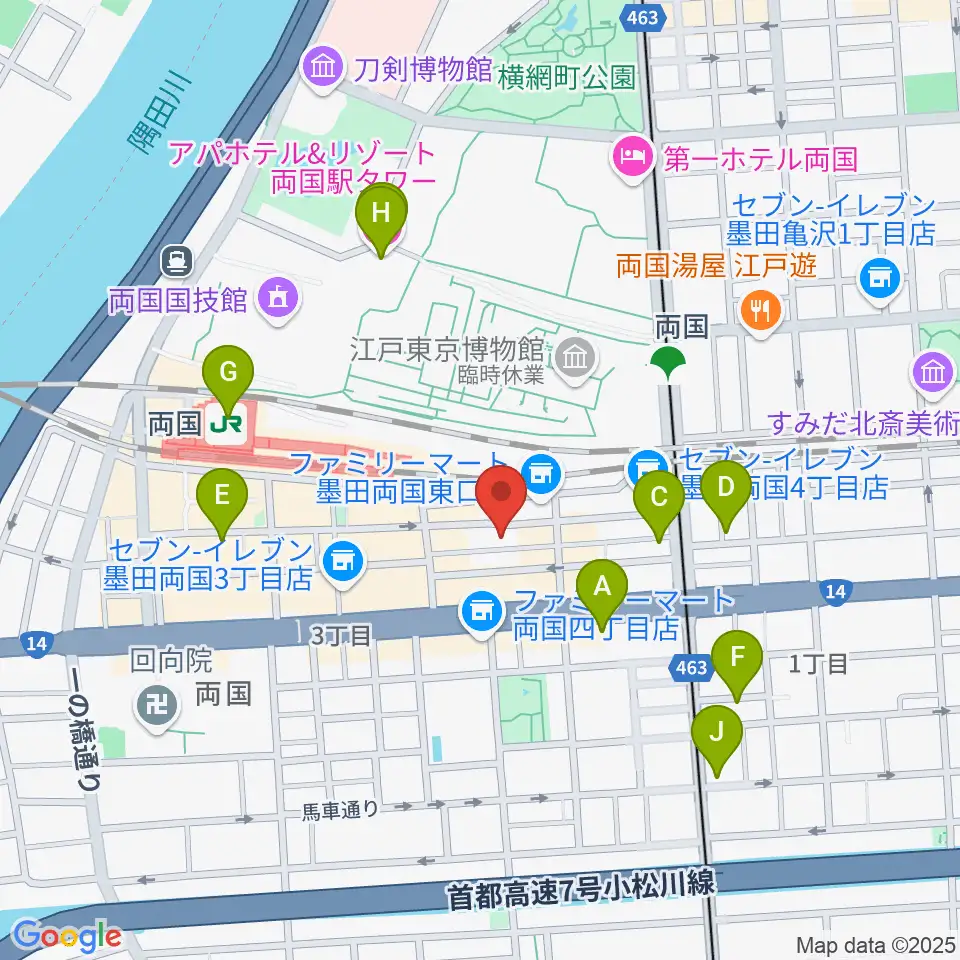 両国SUNRIZE周辺のホテル一覧地図