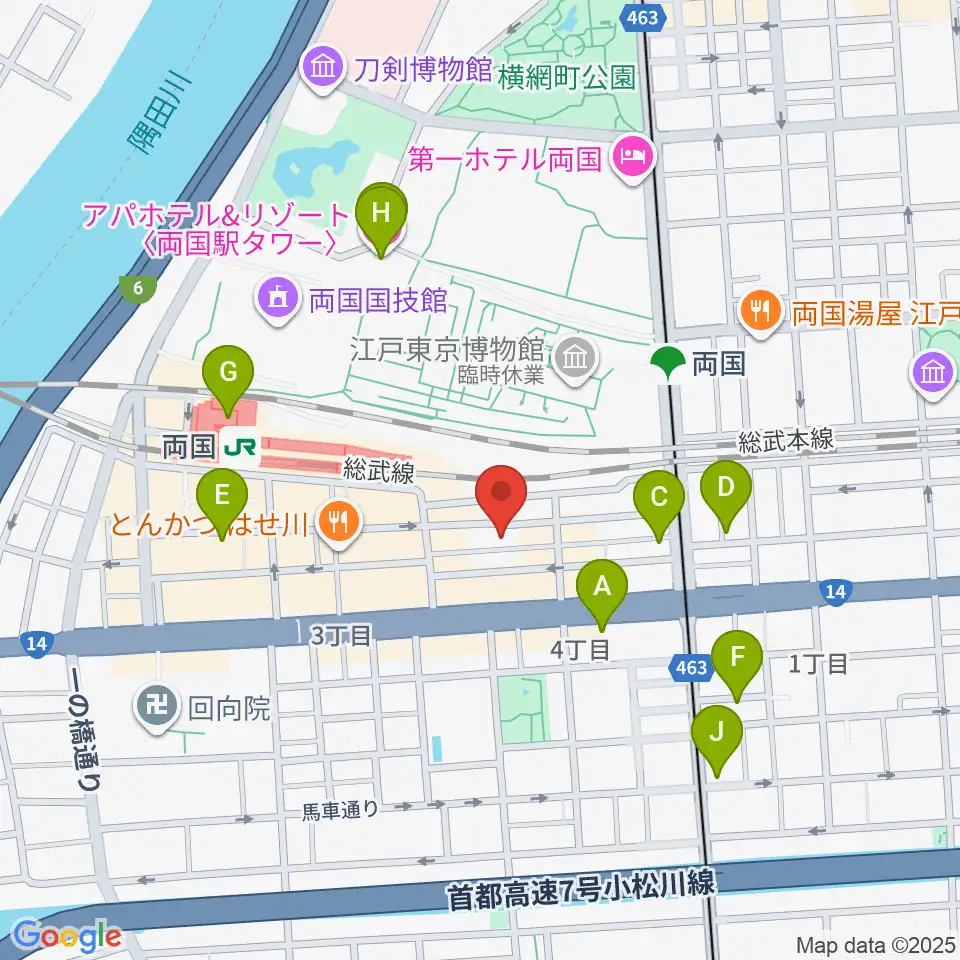 両国SUNRIZE周辺のホテル一覧地図