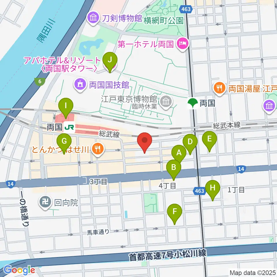 両国SUNRIZE周辺のホテル一覧地図