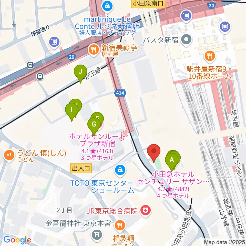 T.G.P.ドラムスクール新宿校周辺のホテル一覧地図