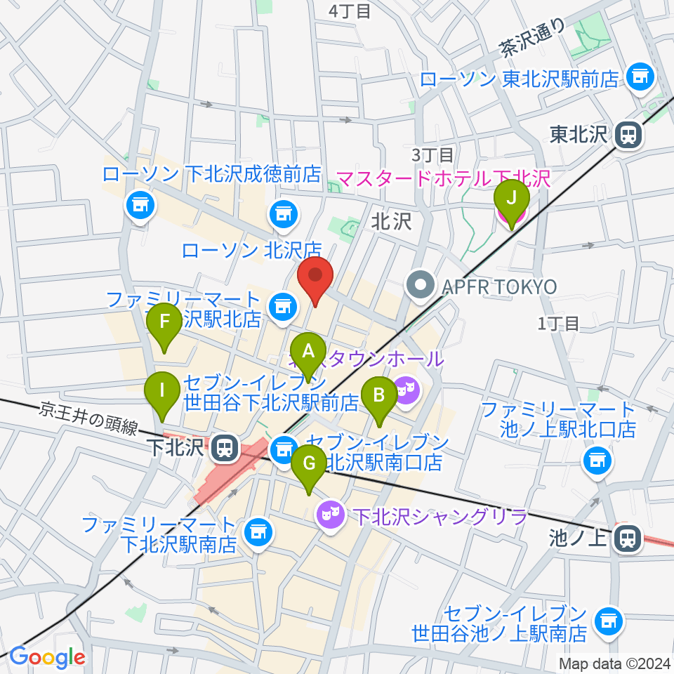 Rinky Dink Studio下北沢1st ERA店周辺のホテル一覧地図