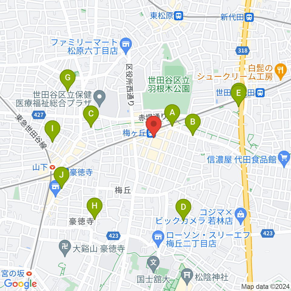 Rinky Dink Studio梅ヶ丘周辺のホテル一覧地図