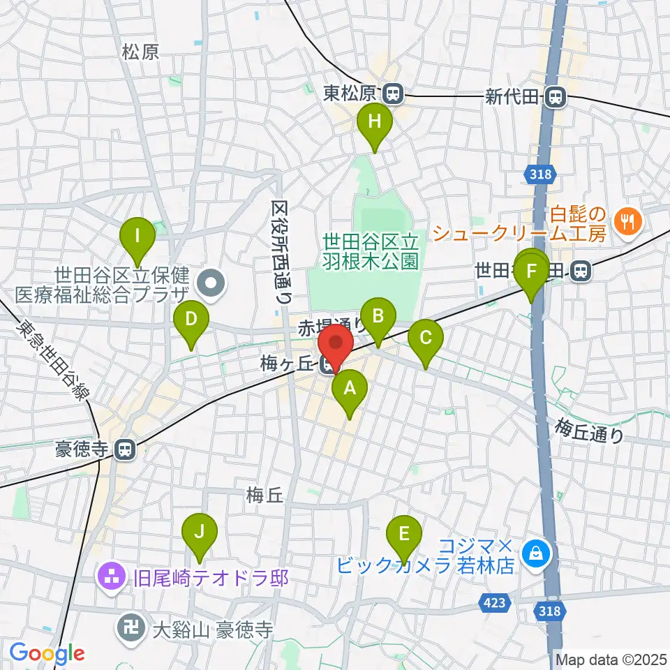 Rinky Dink Studio梅ヶ丘周辺のホテル一覧地図