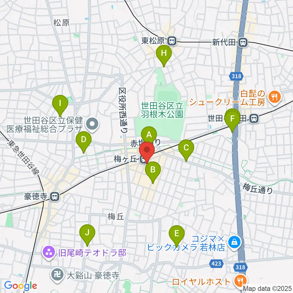 Rinky Dink Studio梅ヶ丘周辺のホテル一覧地図