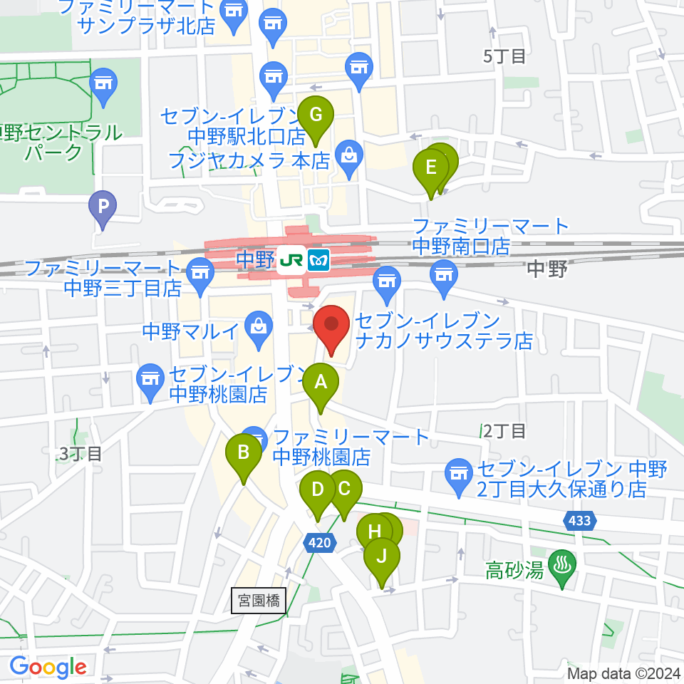 リンキィディンクスタジオ中野周辺のホテル一覧地図