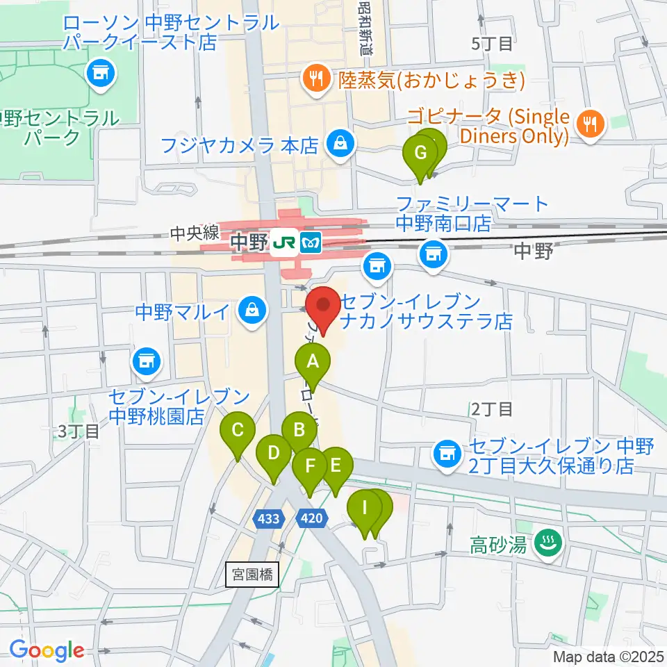 リンキィディンクスタジオ中野周辺のホテル一覧地図