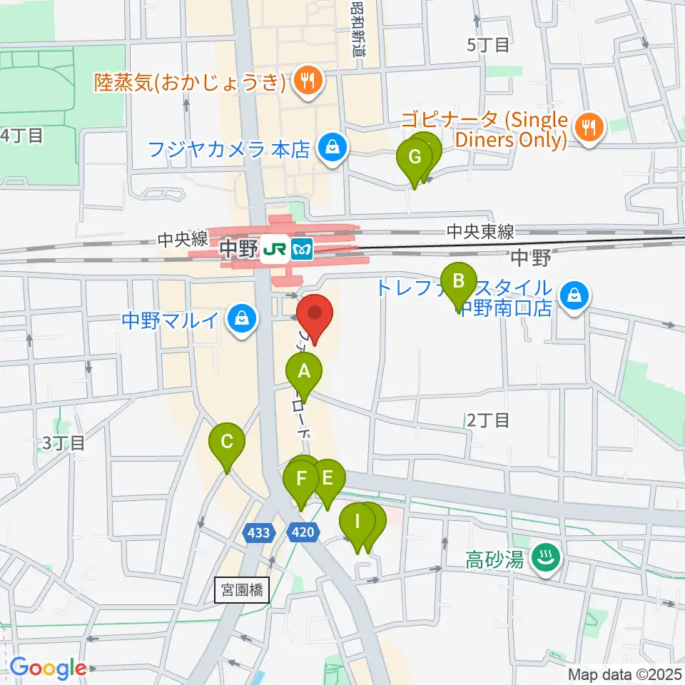 リンキィディンクスタジオ中野周辺のホテル一覧地図