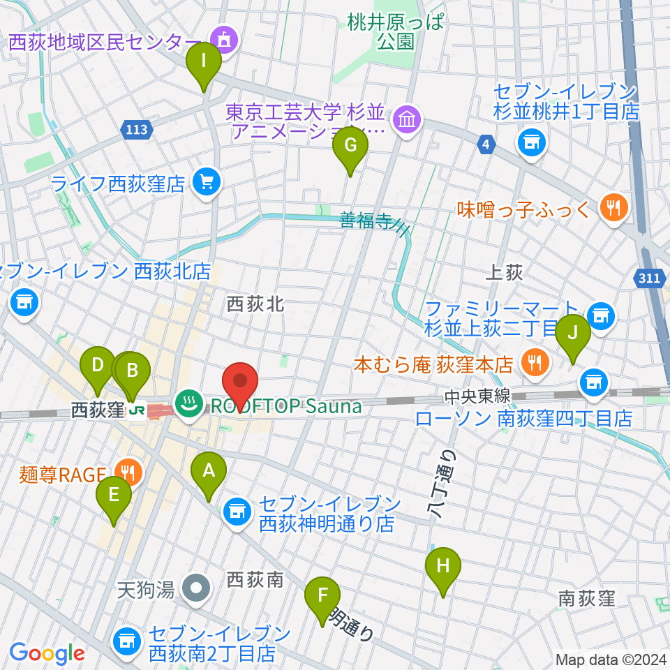 Rinky Dink Studio 西荻周辺のホテル一覧地図