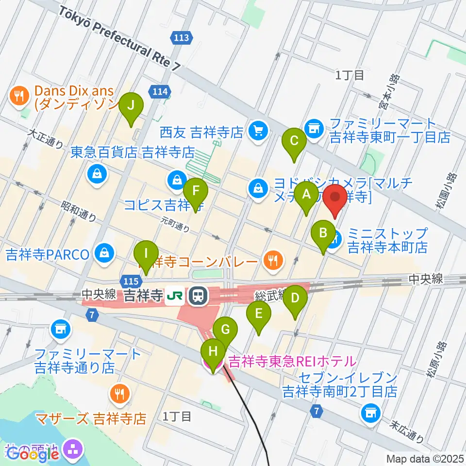 Rinky Dink Studio 吉祥寺WARP周辺のホテル一覧地図