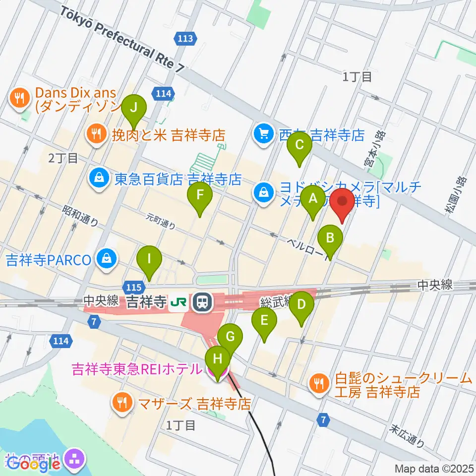 Rinky Dink Studio 吉祥寺WARP周辺のホテル一覧地図