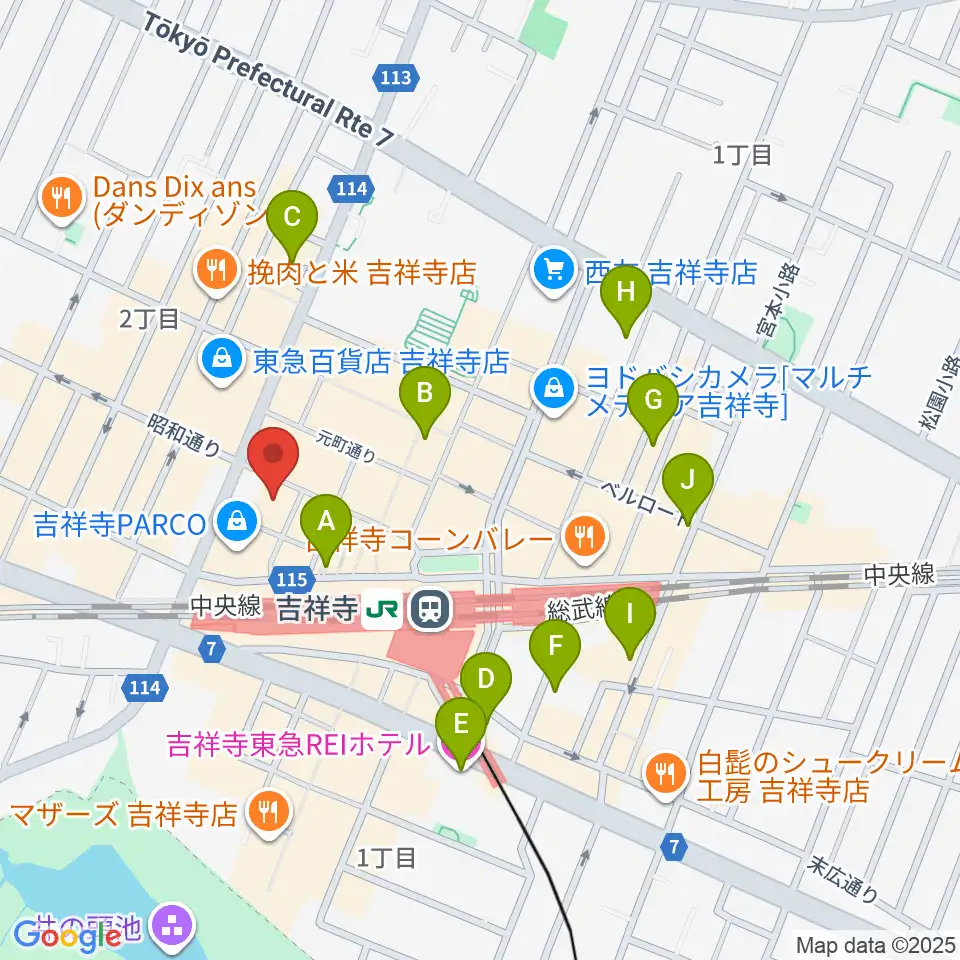 吉祥寺Studio ORES周辺のホテル一覧地図