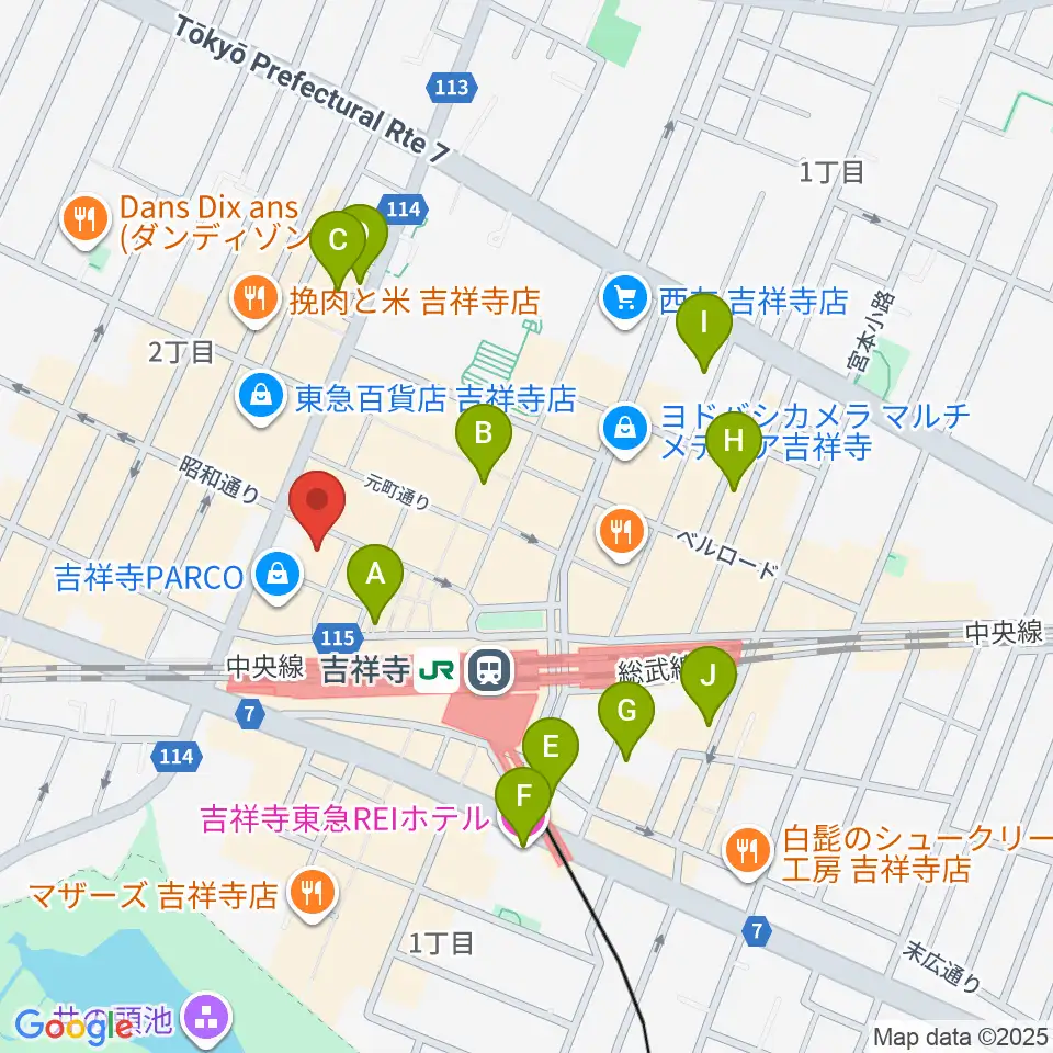 吉祥寺Studio ORES周辺のホテル一覧地図