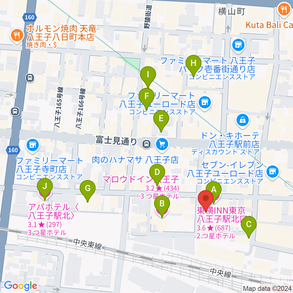 Rinky Dink Studio 八王子2nd周辺のホテル一覧地図