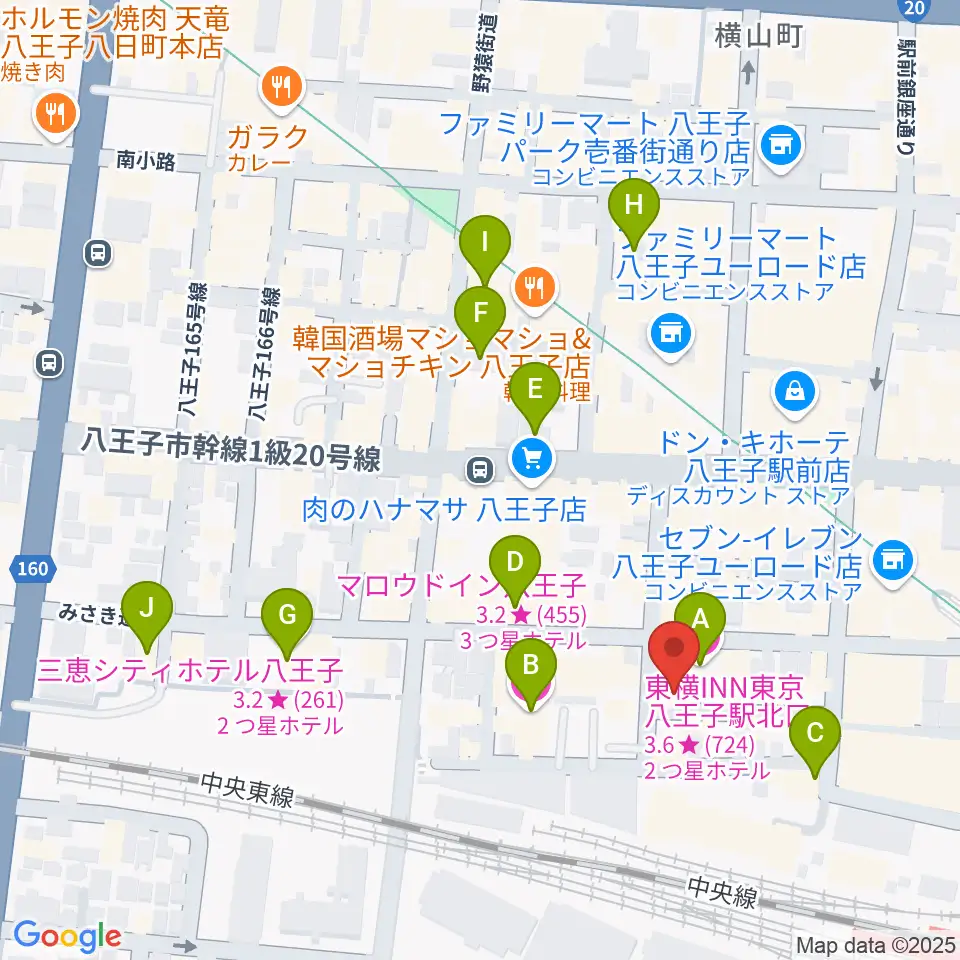 Rinky Dink Studio 八王子2nd周辺のホテル一覧地図