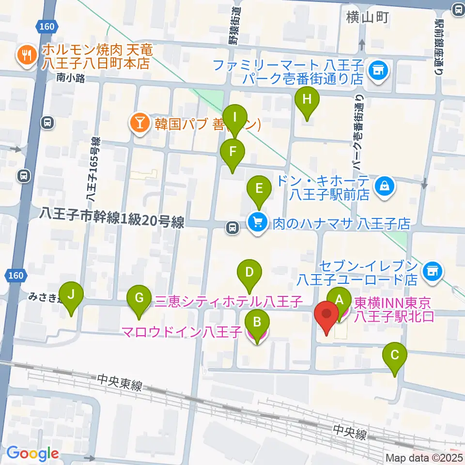 Rinky Dink Studio 八王子2nd周辺のホテル一覧地図