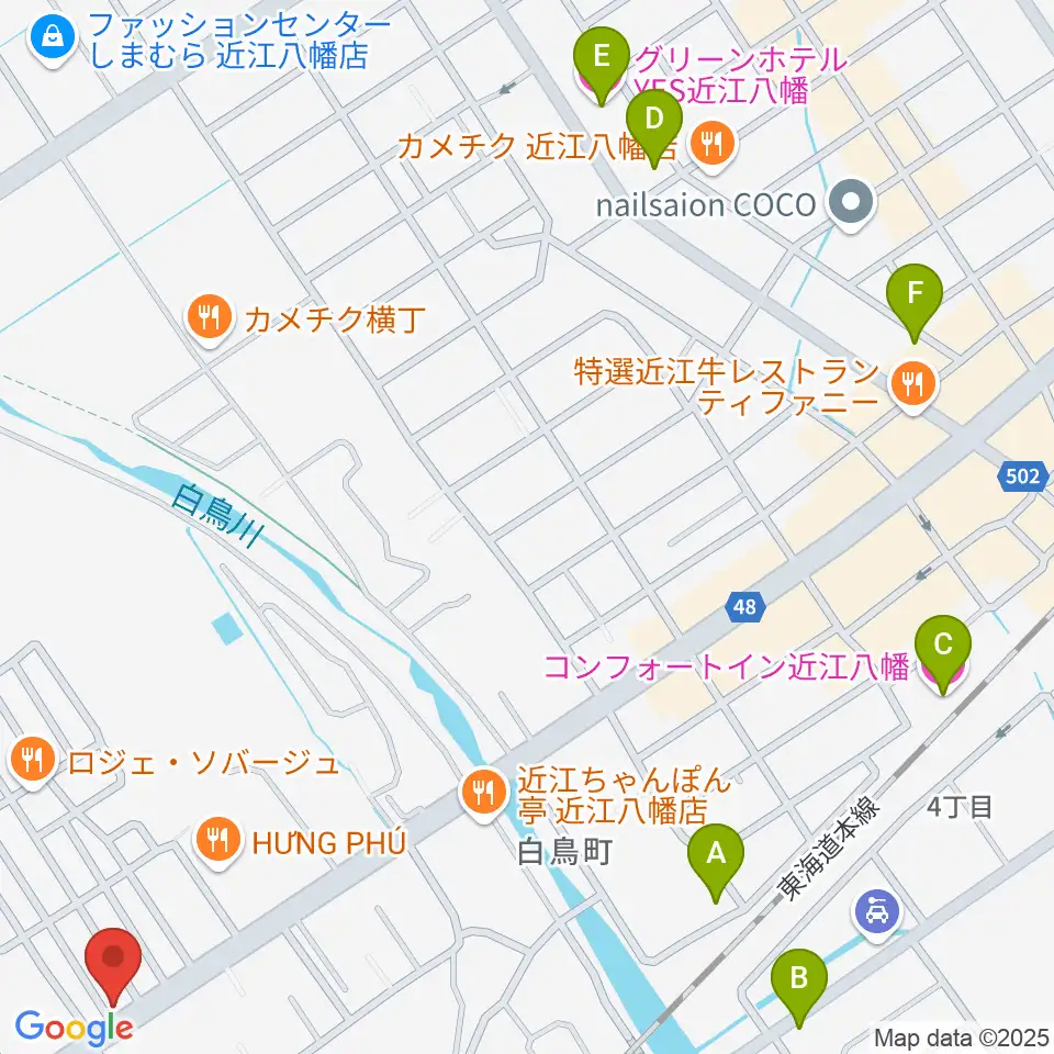 塚本楽器 近江八幡店周辺のホテル一覧地図