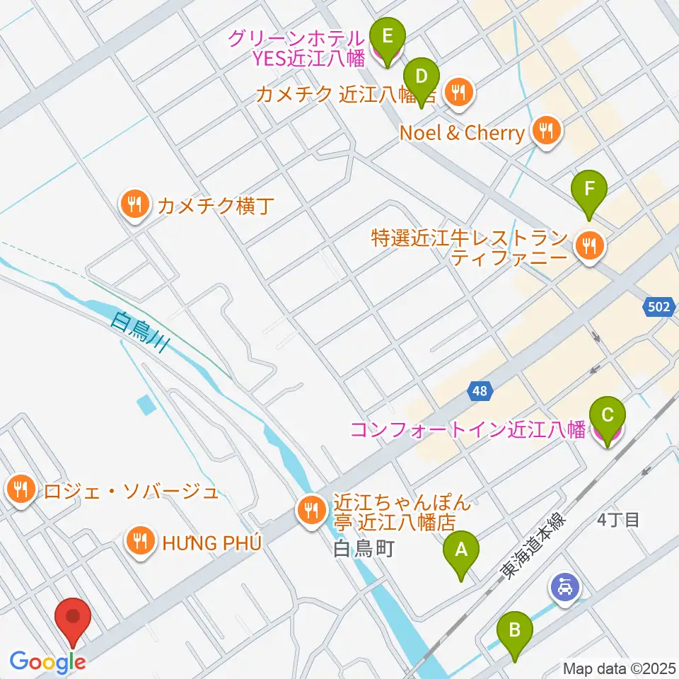 塚本楽器 近江八幡店周辺のホテル一覧地図
