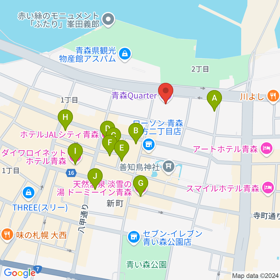 青森クォーター周辺のホテル一覧地図