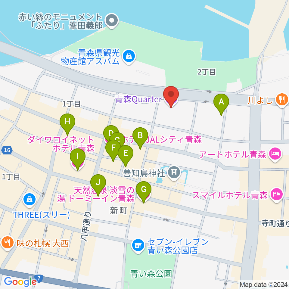 青森クォーター周辺のホテル一覧地図