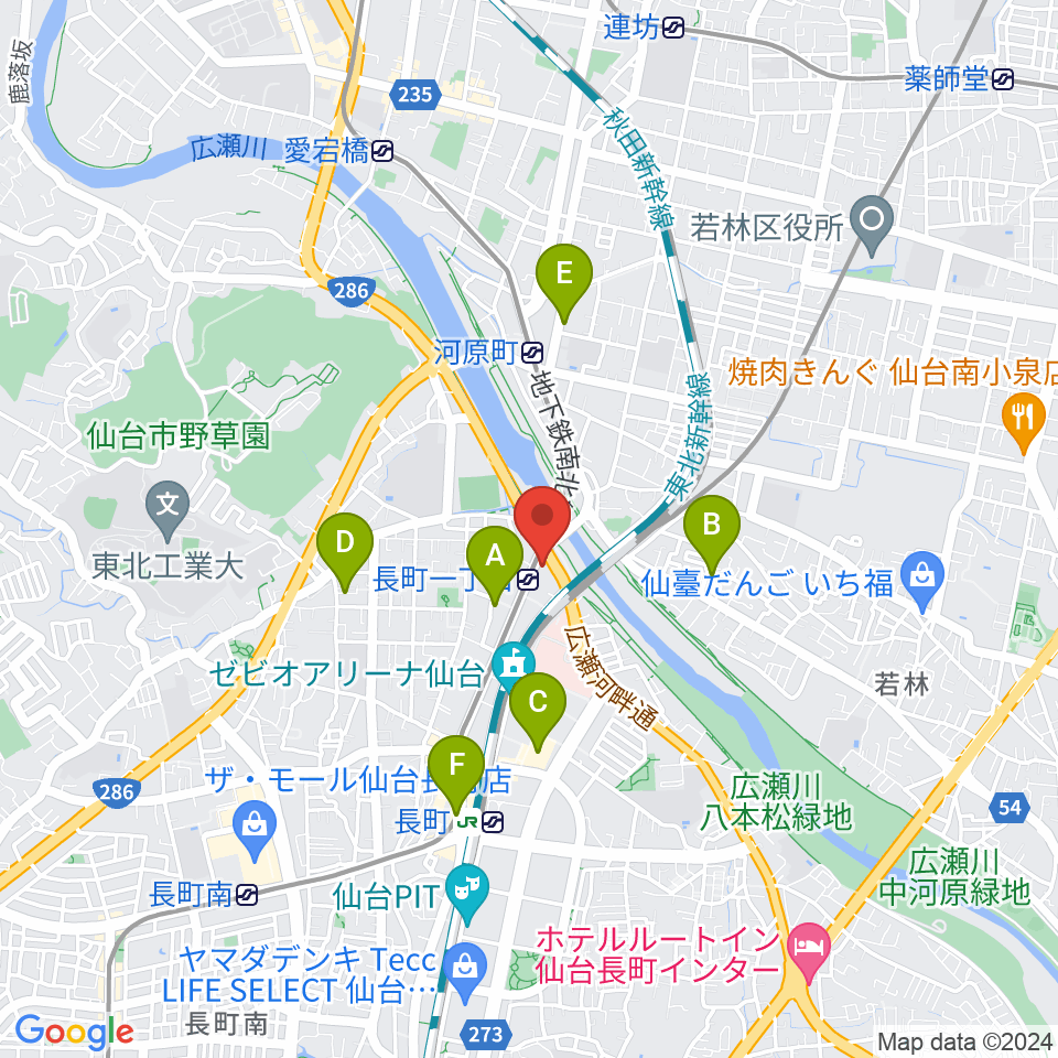 長町リプル周辺のホテル一覧地図