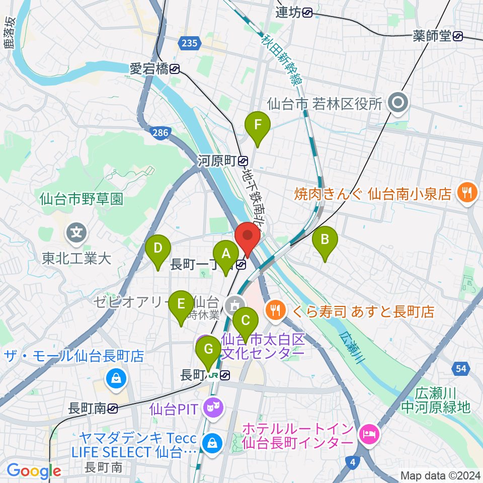 長町リプル周辺のホテル一覧地図