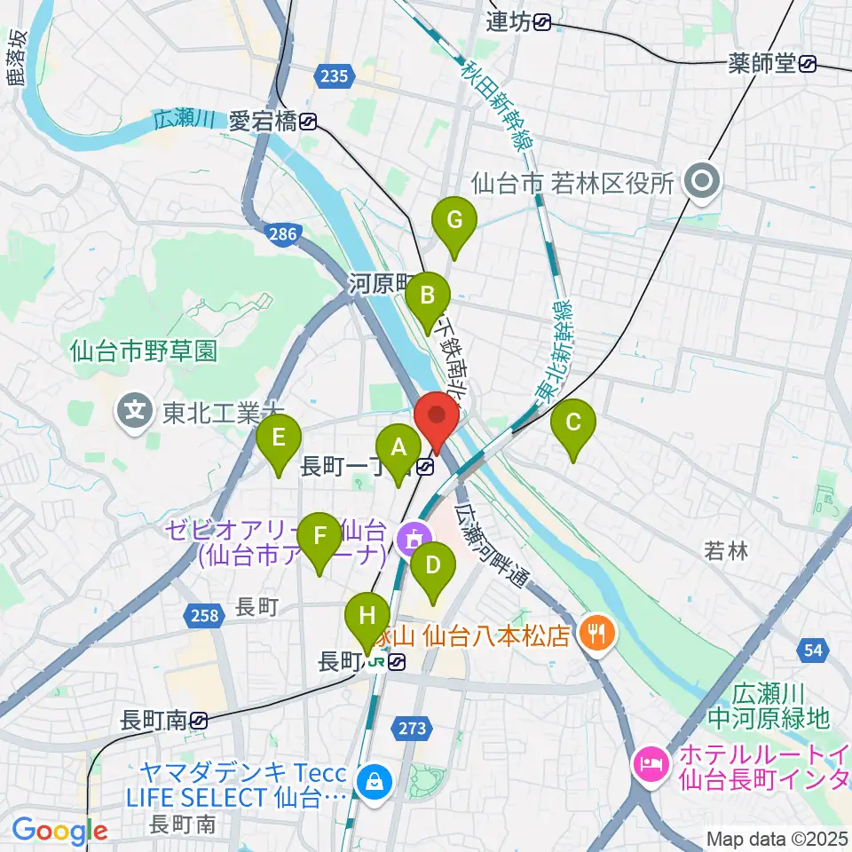 長町リプル周辺のホテル一覧地図