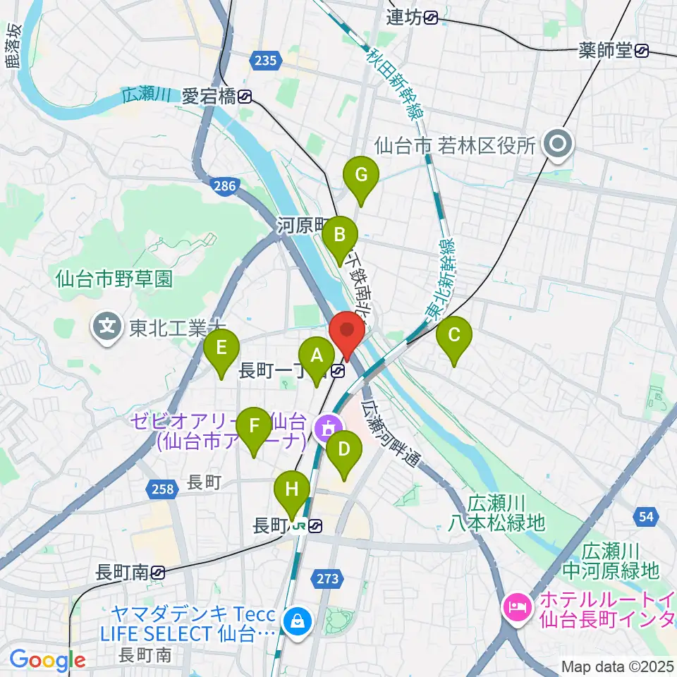 長町リプル周辺のホテル一覧地図