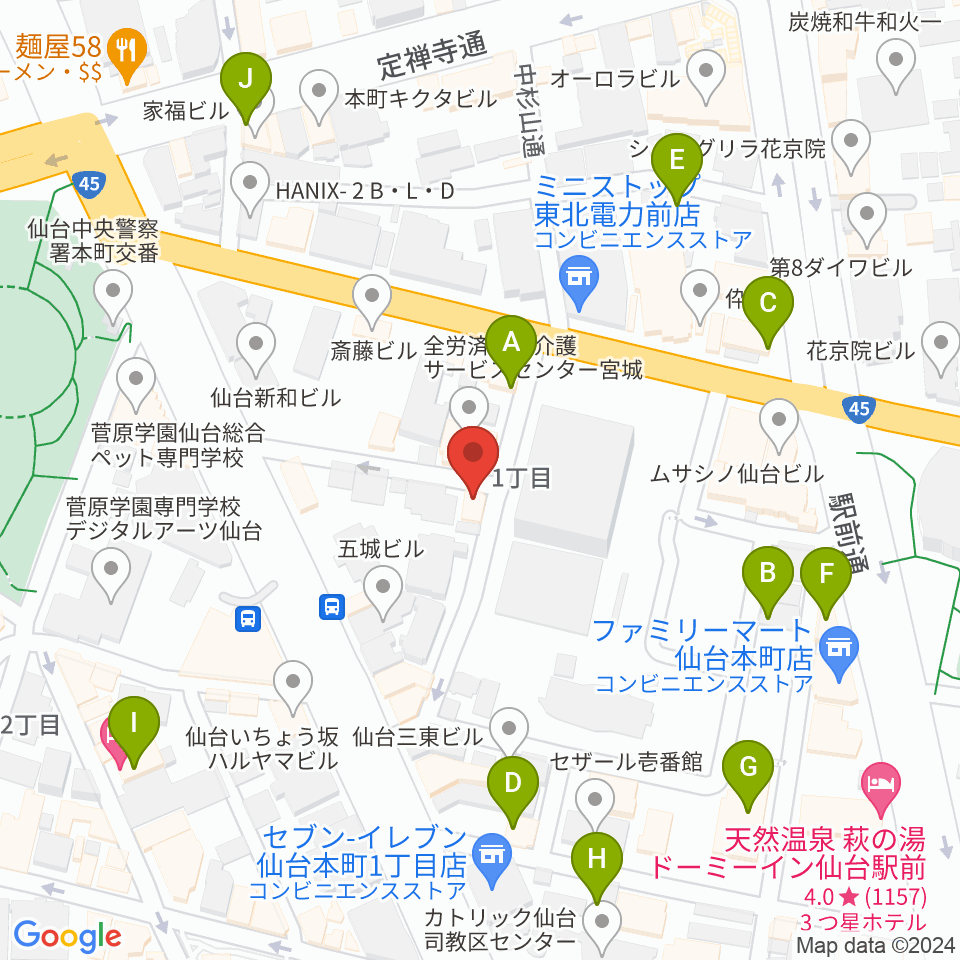仙台ネオブラザーズ周辺のホテル一覧地図