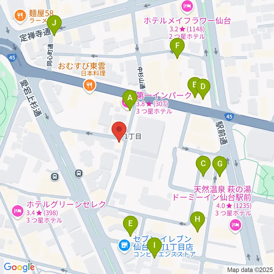 仙台ネオブラザーズ周辺のホテル一覧地図