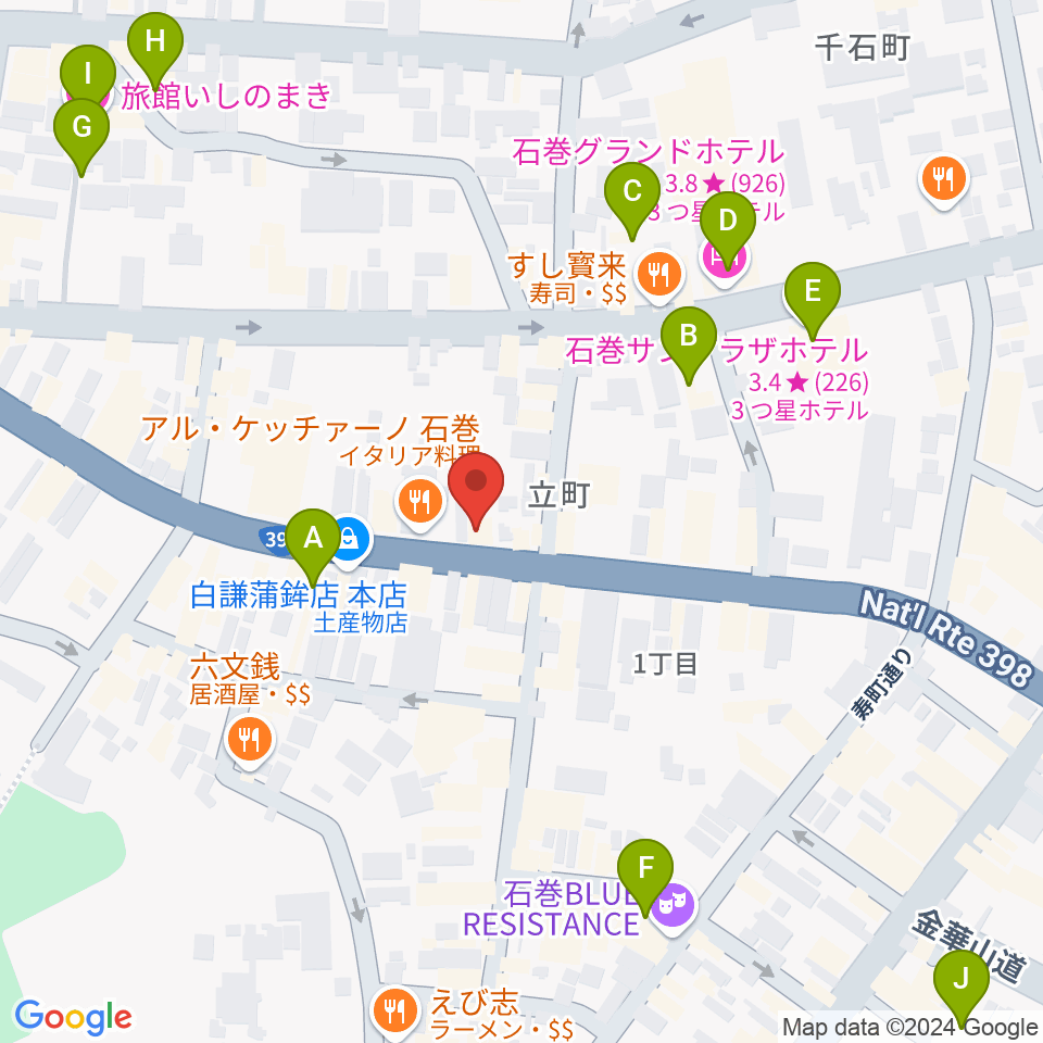 ラ・ストラーダ周辺のホテル一覧地図