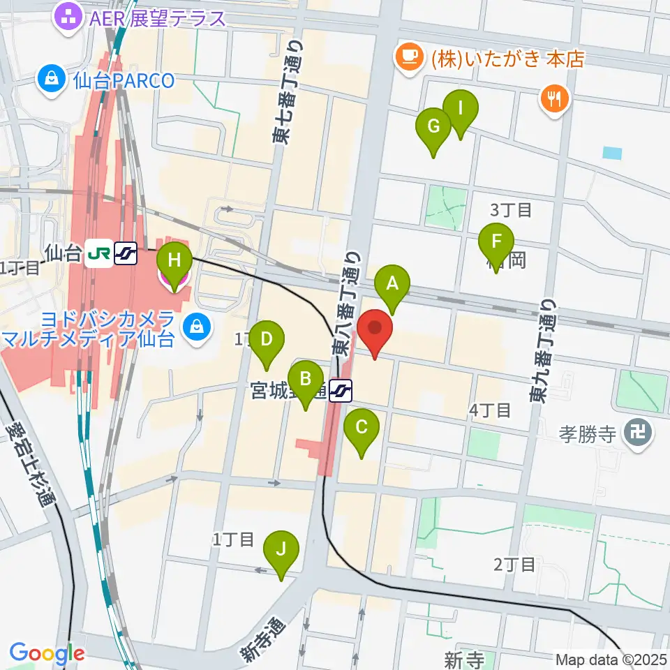 仙台フライングサン周辺のホテル一覧地図