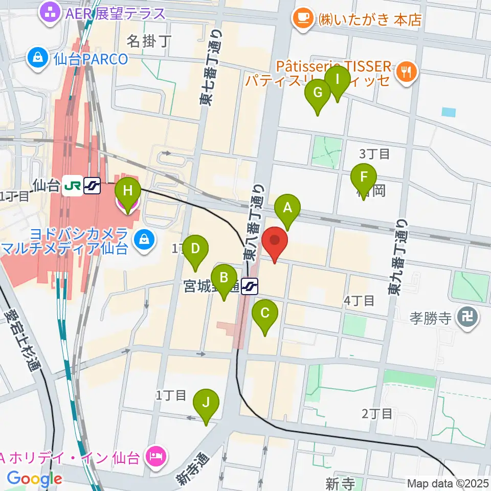 仙台フライングサン周辺のホテル一覧地図