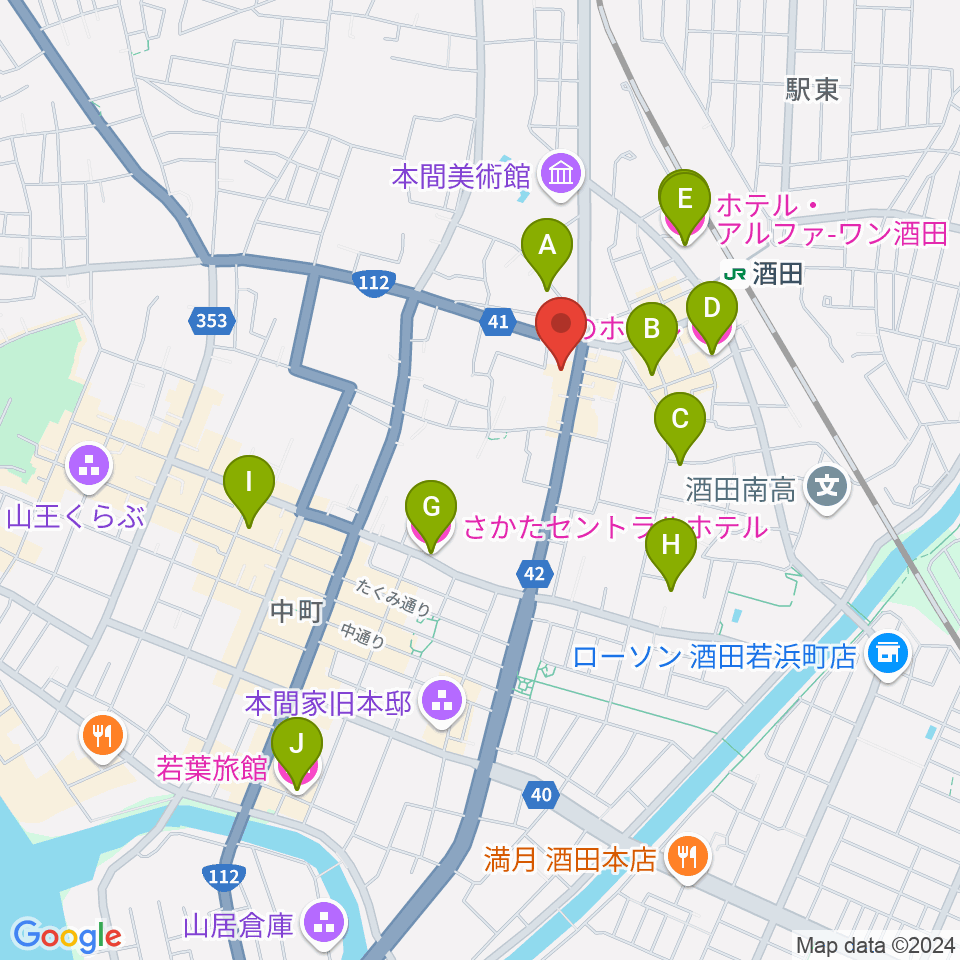 酒田MUSIC FACTORY周辺のホテル一覧地図