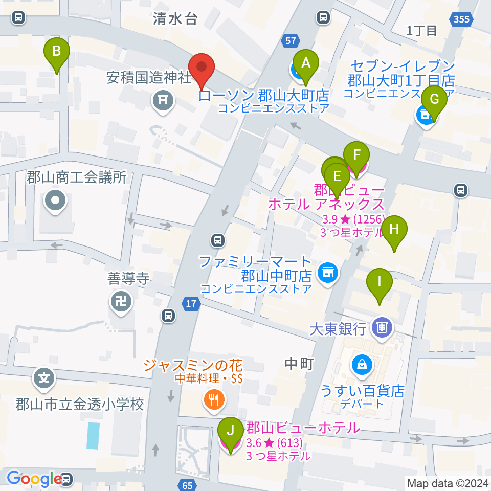 郡山ヒップショット周辺のホテル一覧地図