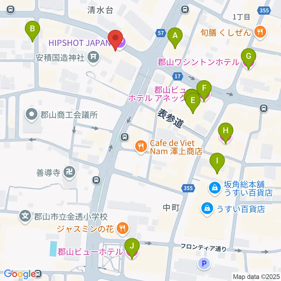 郡山ヒップショット周辺のホテル一覧地図