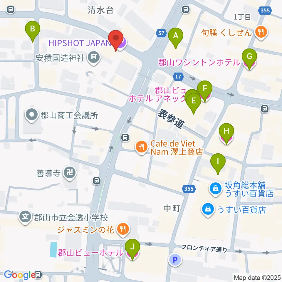 郡山ヒップショット周辺のホテル一覧地図