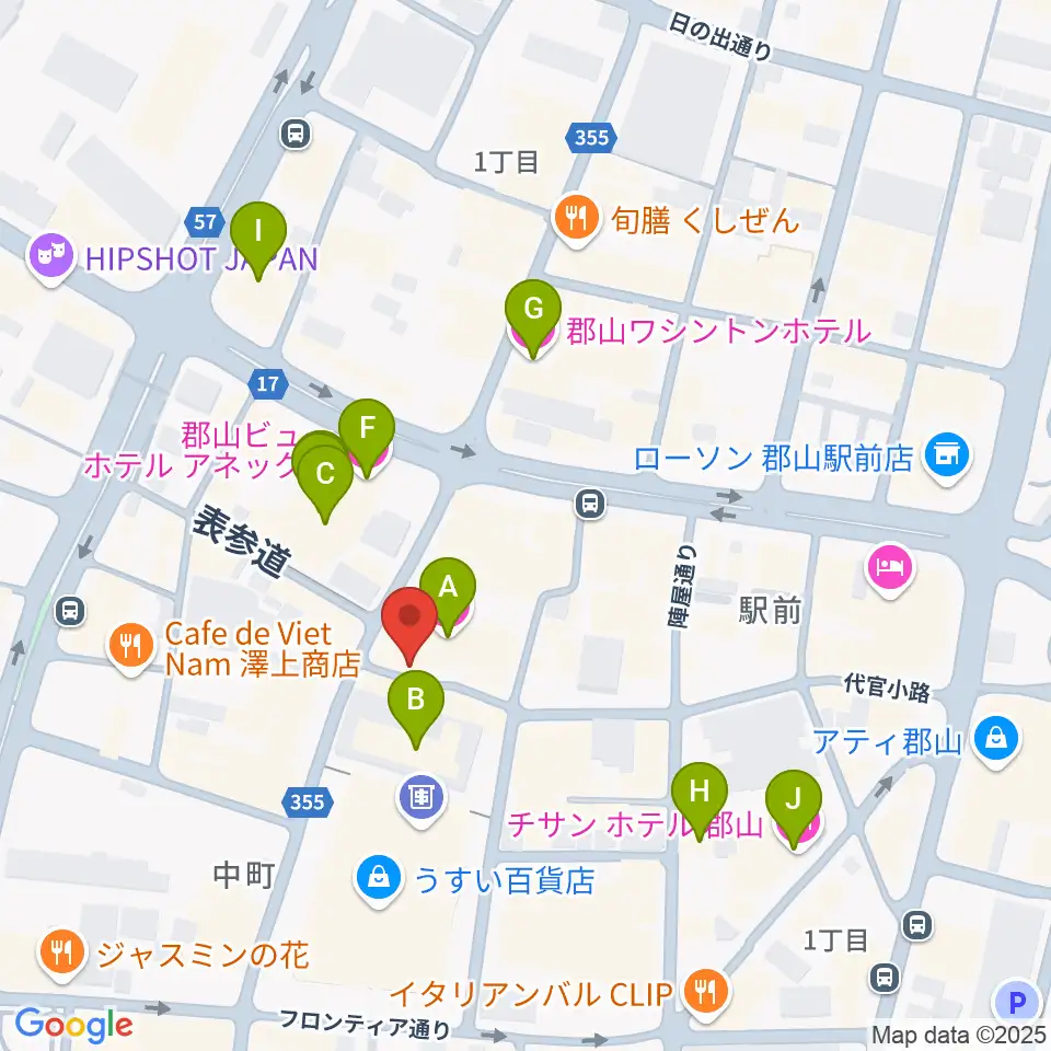 郡山PEAK ACTION周辺のホテル一覧地図