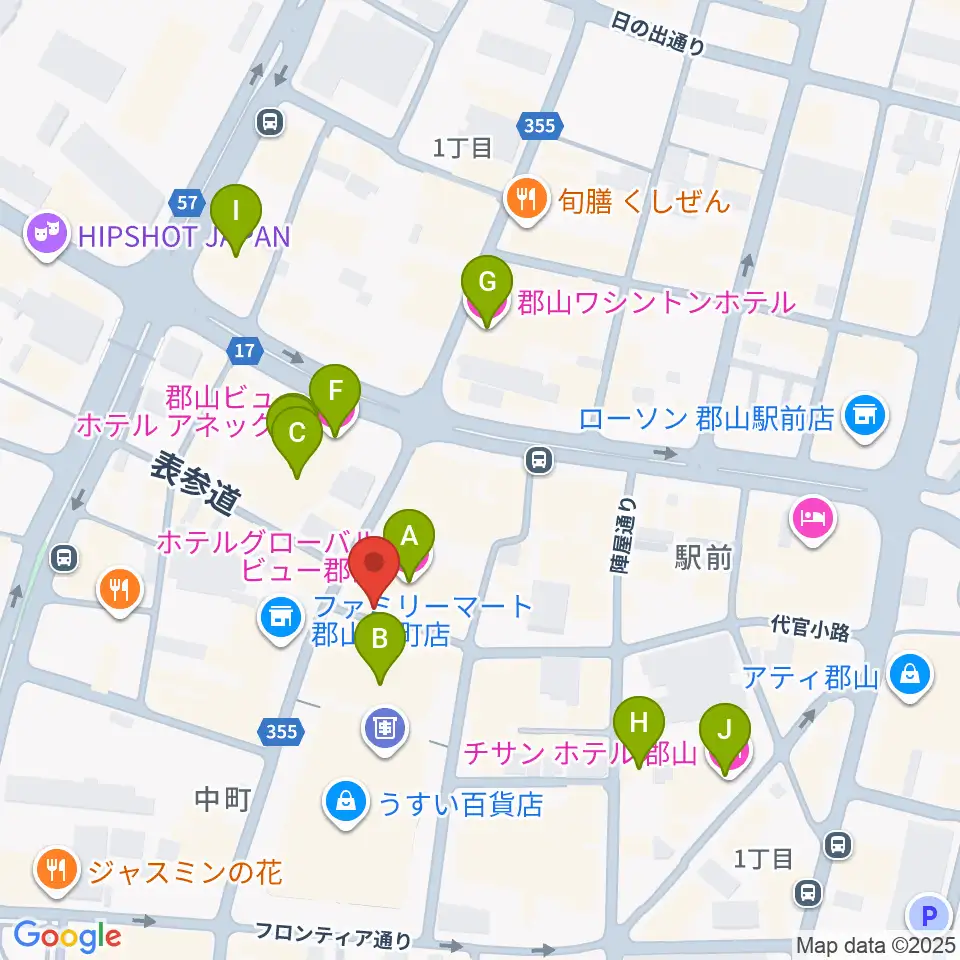 郡山PEAK ACTION周辺のホテル一覧地図