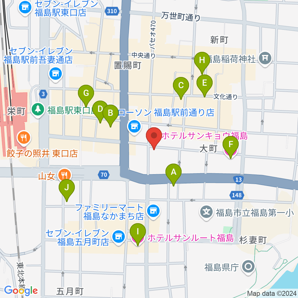 福島 CLUB NEO周辺のホテル一覧地図