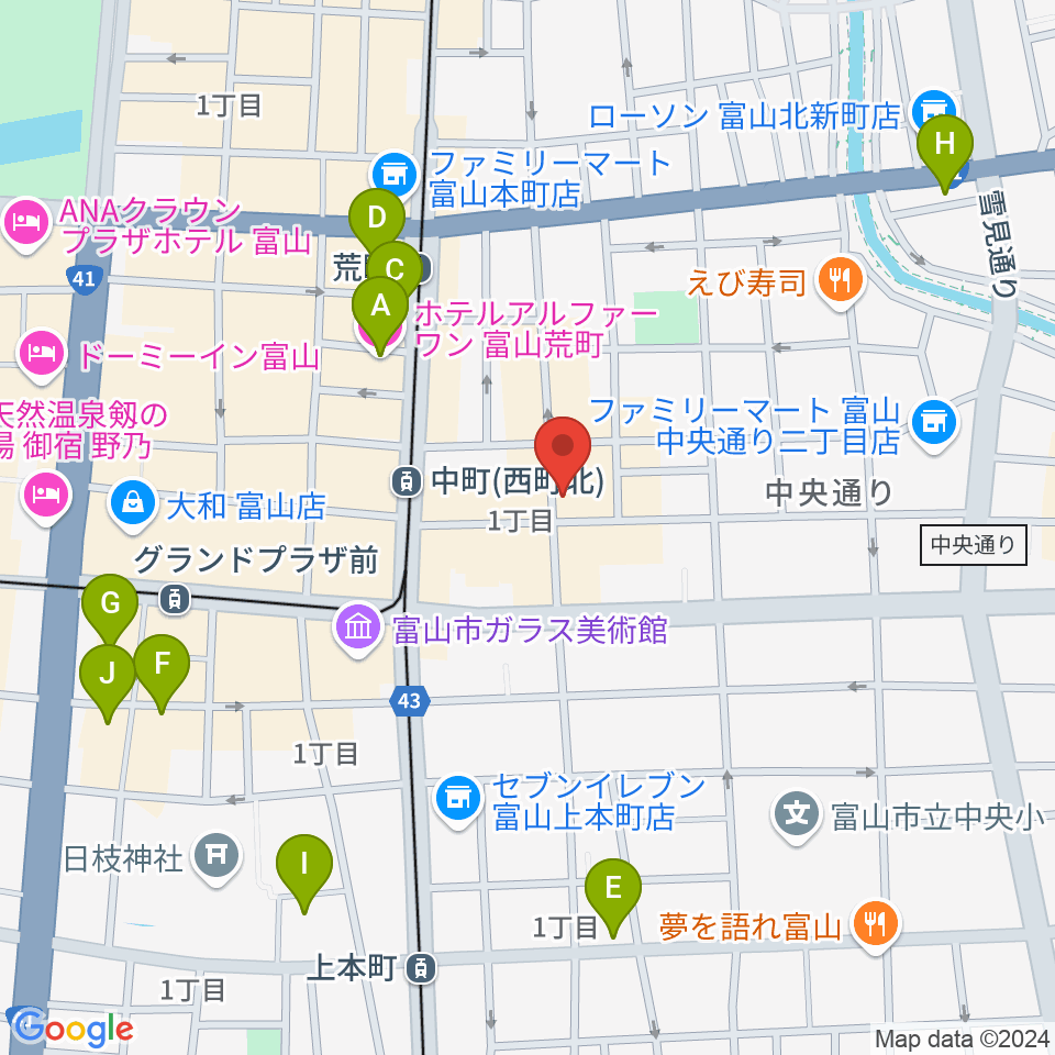 富山サマーナイト周辺のホテル一覧地図