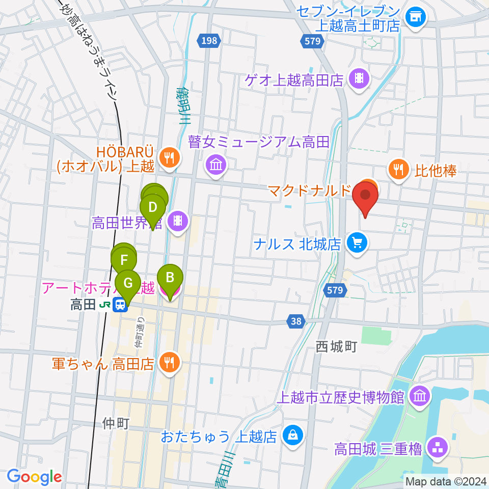 上越EARTH周辺のホテル一覧地図